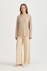 Basic Örme rayon karışımlı Bluz - Bej