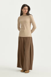 Basic Örme rayon karışımlı Bluz - Bej