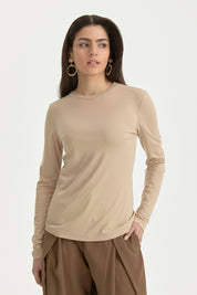 Basic Örme rayon karışımlı Bluz - Bej