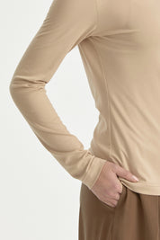 Basic Örme rayon karışımlı Bluz - Bej