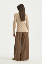 Basic Örme rayon karışımlı Bluz - Bej