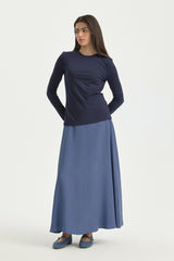 Basic Örme rayon karışımlı Bluz - Lacivert