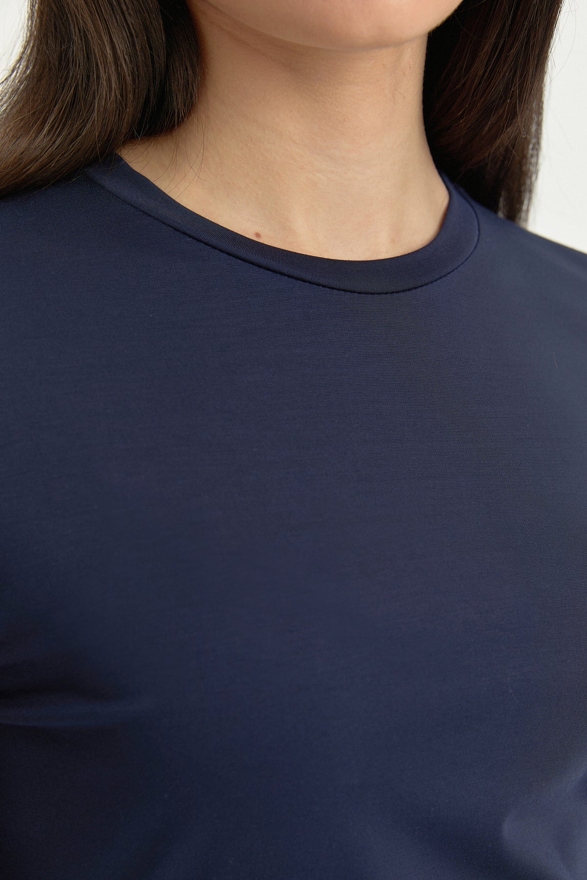 Basic Örme rayon karışımlı Bluz - Lacivert