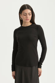 Basic Örme rayon karışımlı Bluz - Siyah