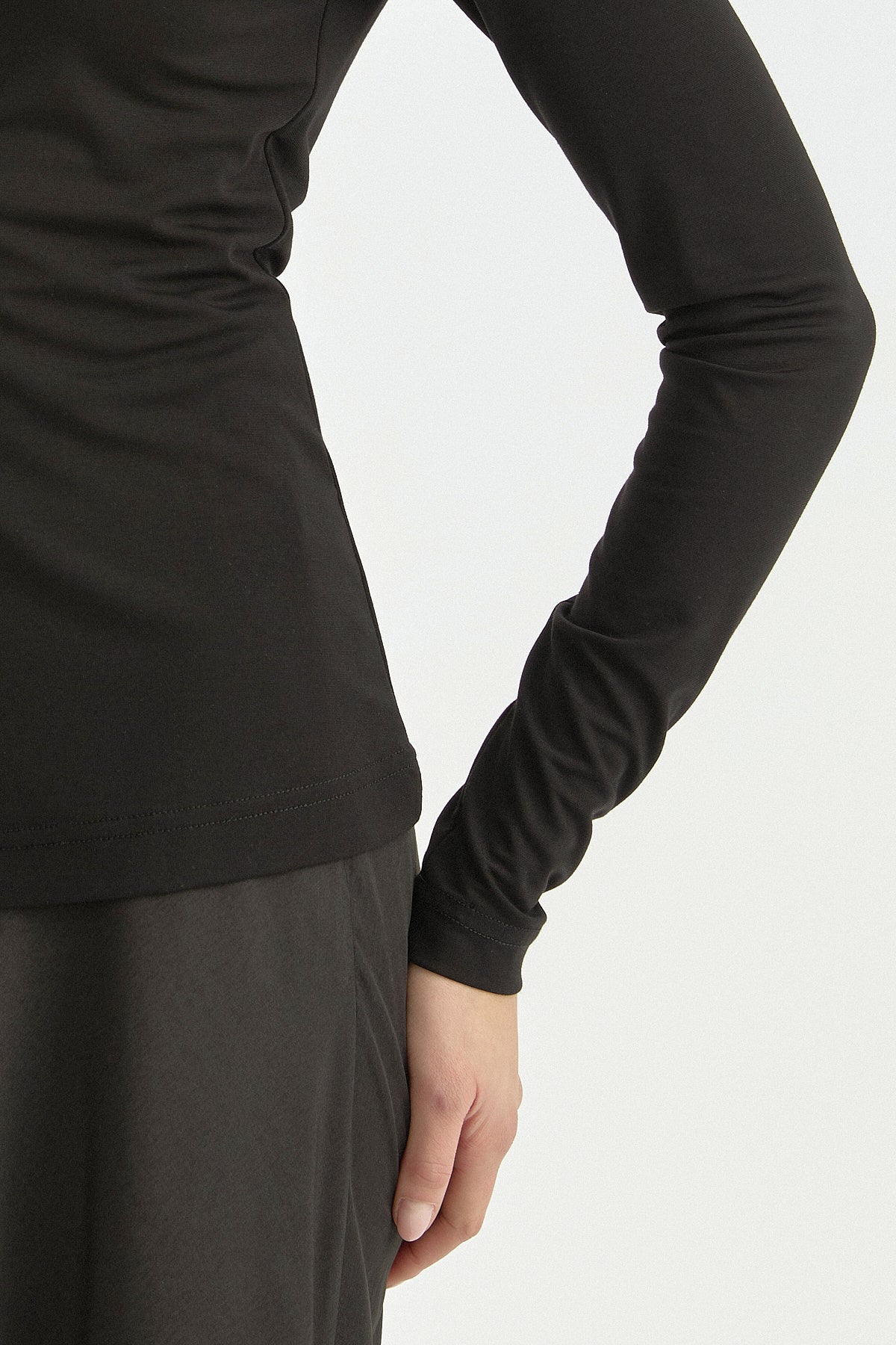 Basic Örme rayon karışımlı Bluz - Siyah