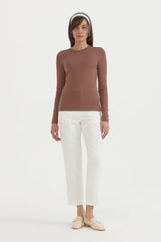Basic Örme rayon karışımlı Bluz - Kahve