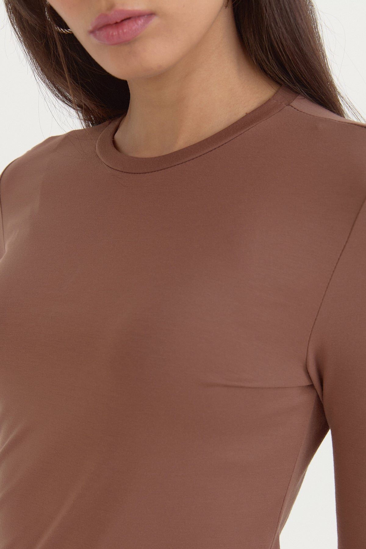 Basic Örme rayon karışımlı Bluz - Kahve