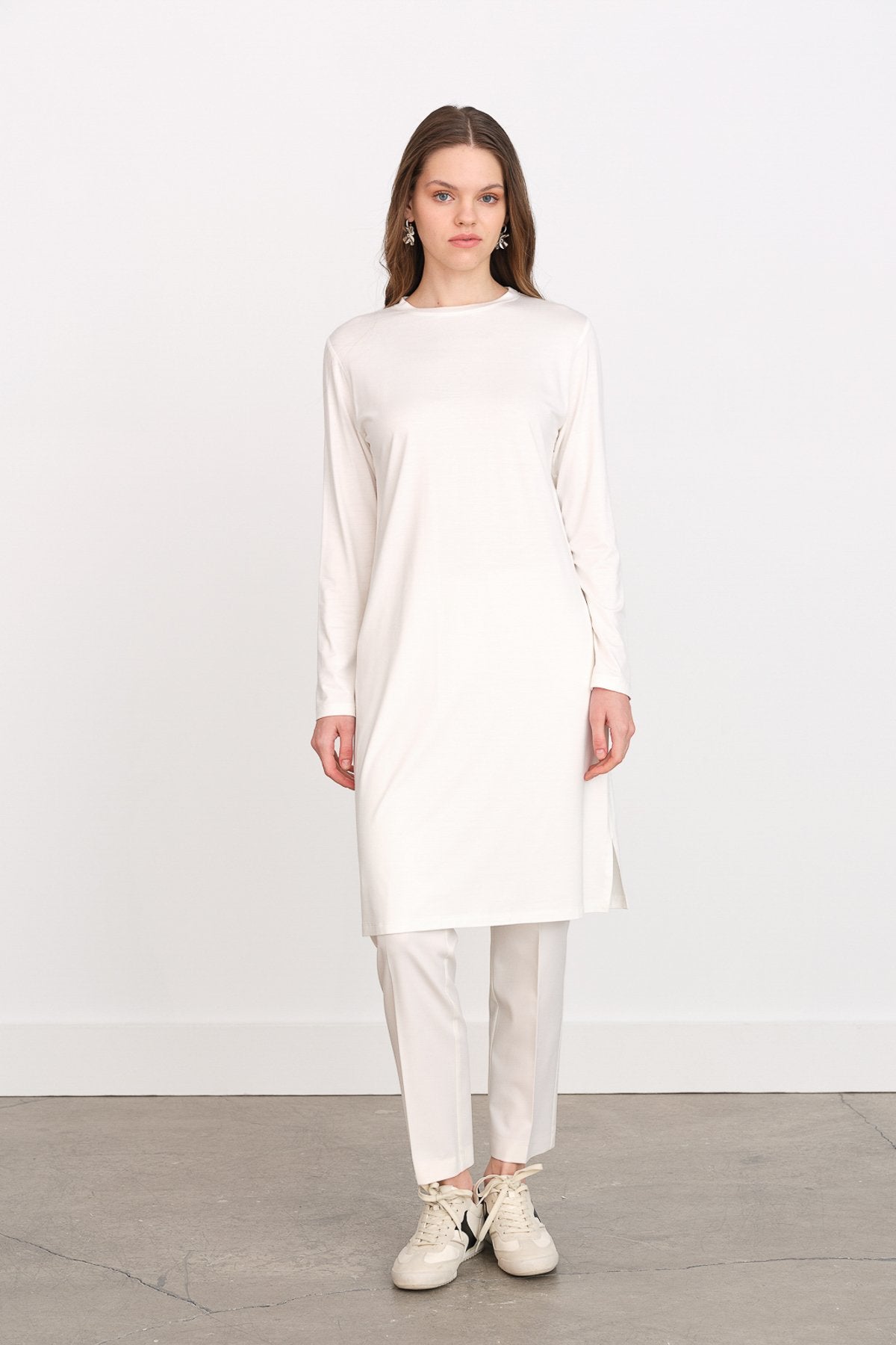 Basic Penye Tunik - Ekru