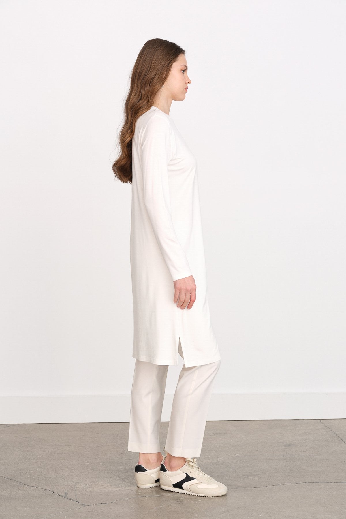 Basic Penye Tunik - Ekru