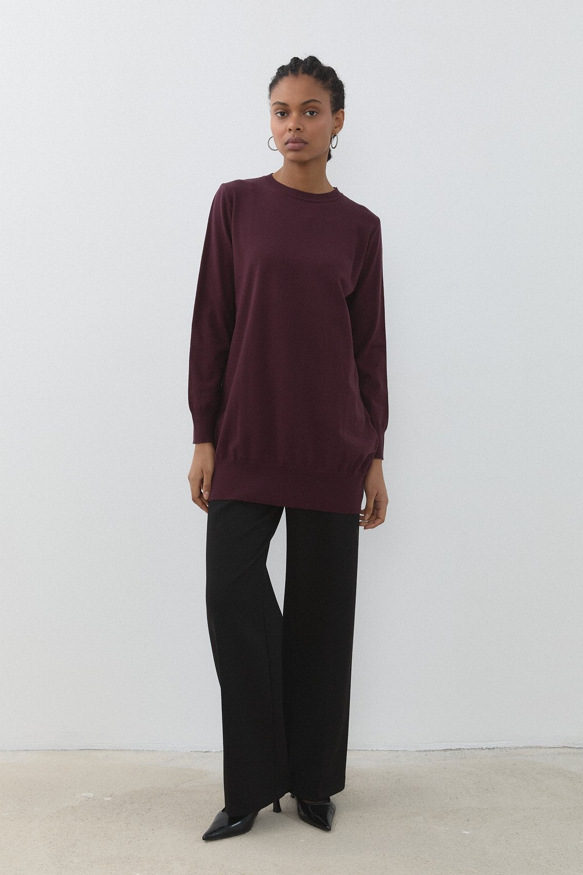Basic Triko Tunik - Mürdüm