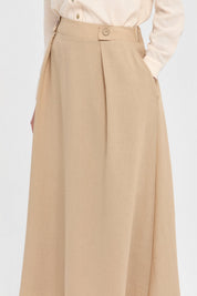 Waist Detail Skirt with Pockets - Beige