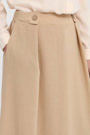 Waist Detail Skirt with Pockets - Beige