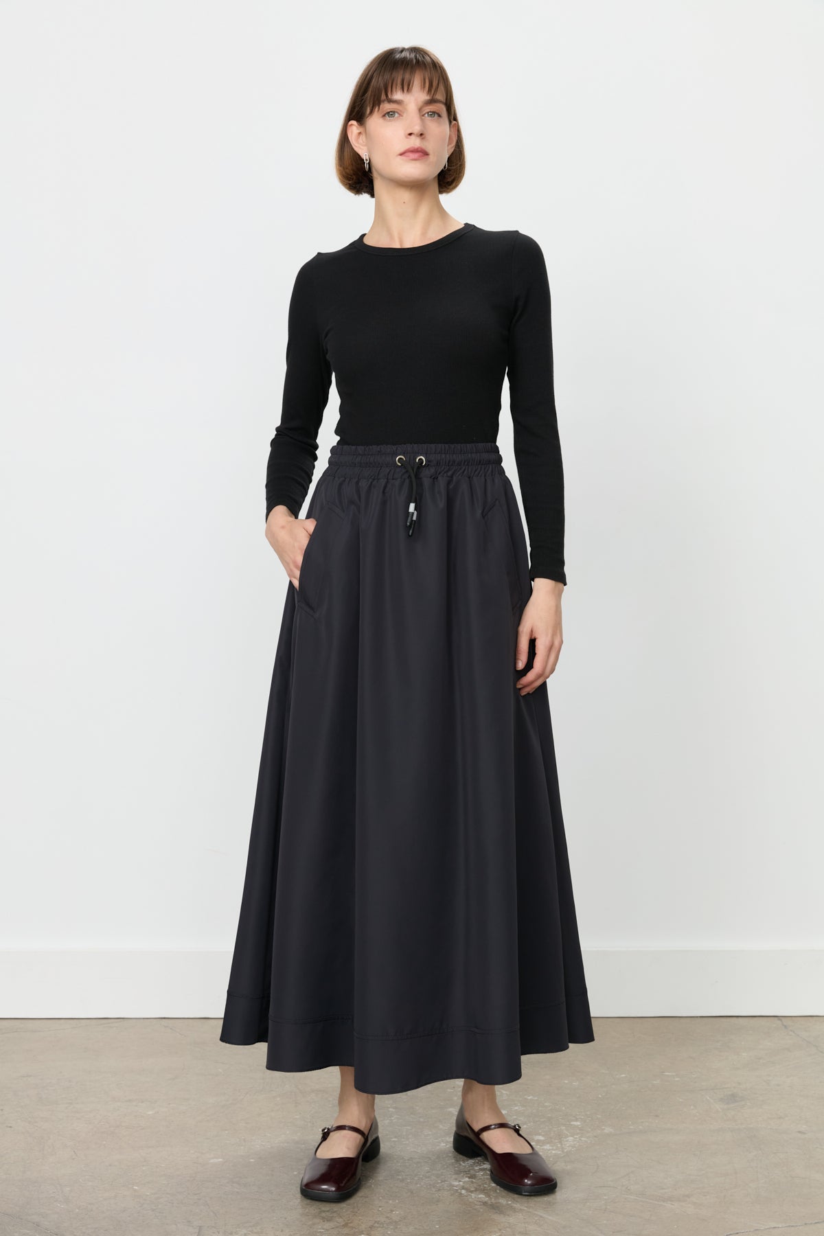 Waist Tie Detail Skirt - Black