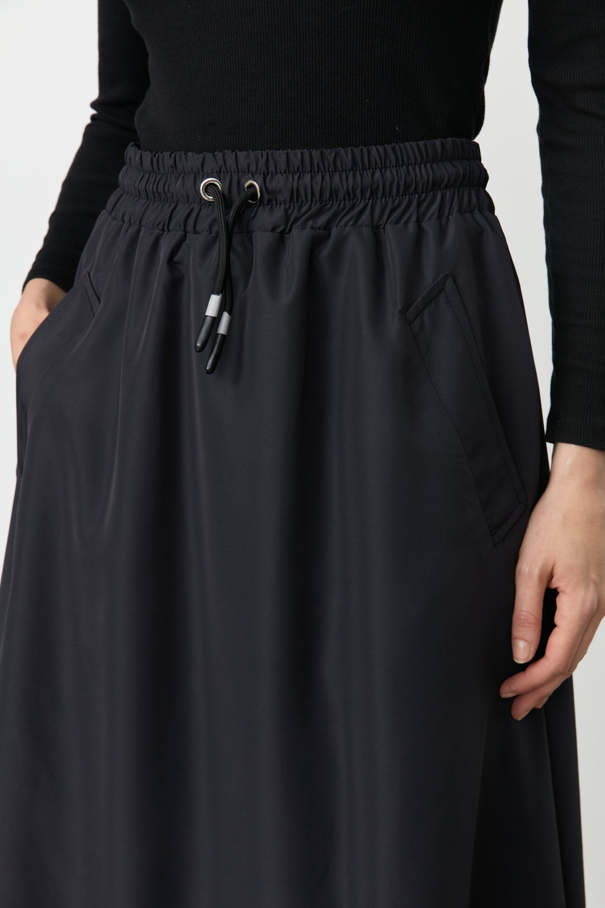 Waist Tie Detail Skirt - Black