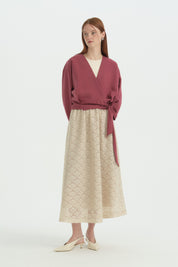 Belden Bağlamalı Crop Modal Bluz - Bordo