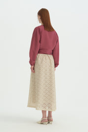 Belden Bağlamalı Crop Modal Bluz - Bordo