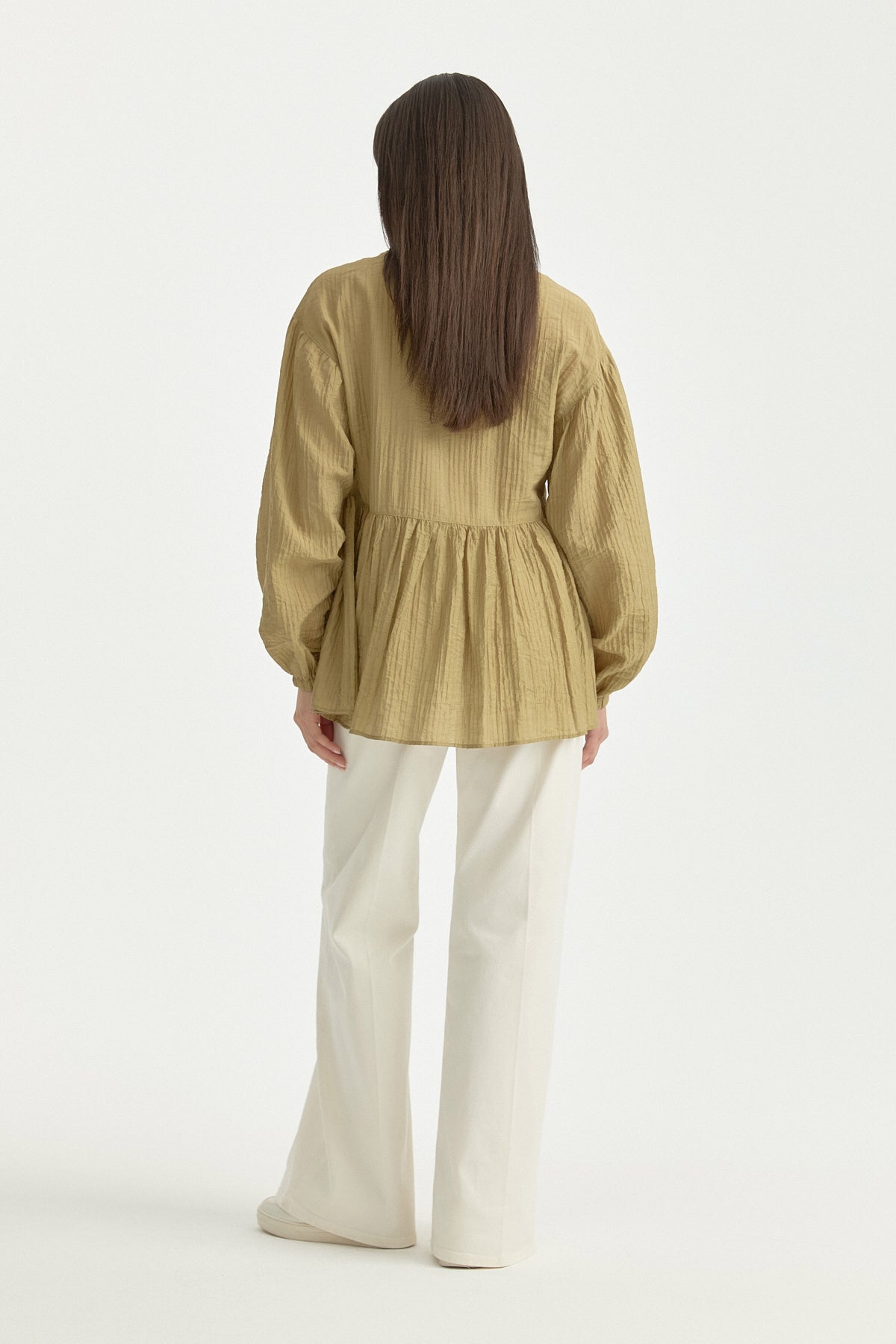 Ruched Waist Viscose Tunic - Olive