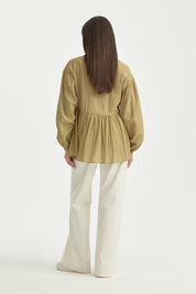 Ruched Waist Viscose Tunic - Olive