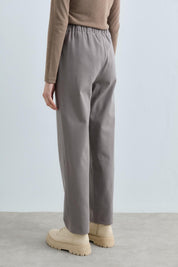Gabardine Carrot Trousers with Drawstring Waist - Grey