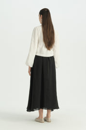 Gathered Waist Lyocell Skirt - Black