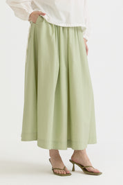 Cotton Skirt with Shirred Waist - Çağla