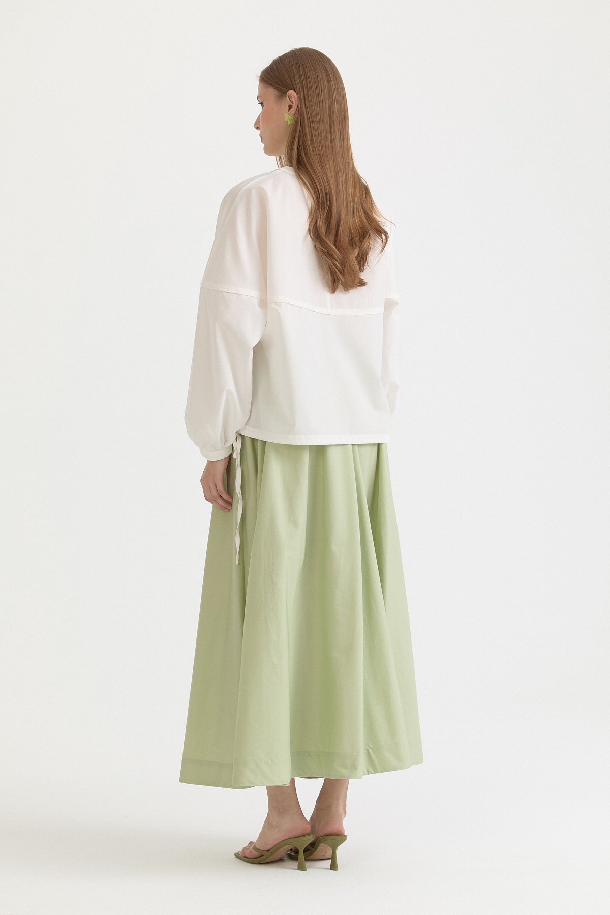 Cotton Skirt with Shirred Waist - Çağla