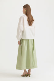 Cotton Skirt with Shirred Waist - Çağla