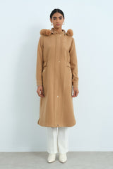 Beli Büzgülü Yanları Oval Kaban - Camel
