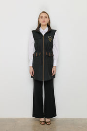 Gathered Waist Vest - Black