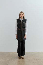 Gathered Waist Vest - Black