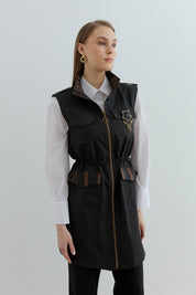 Gathered Waist Vest - Black