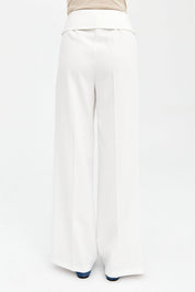 Button-Waisted Trousers with Ironing Marks - Ecru