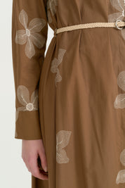 Cotton Dress with Cord Belt - Camel