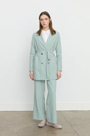 Beli Kuşaklı Blazer Ceket - Aqua