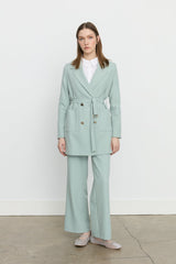 Beli Kuşaklı Blazer Ceket - Aqua