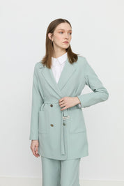 Beli Kuşaklı Blazer Ceket - Aqua