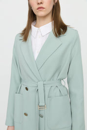 Beli Kuşaklı Blazer Ceket - Aqua