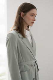 Beli Kuşaklı Blazer Ceket - Aqua