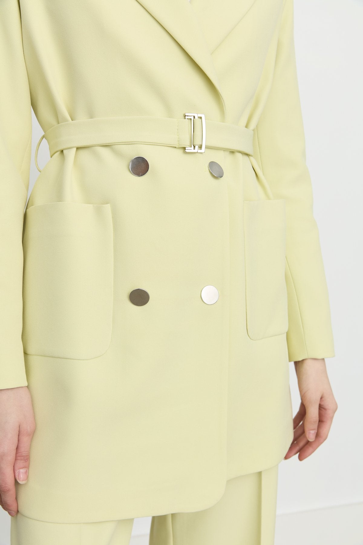 Belted Blazer Jacket - Pistachio Green