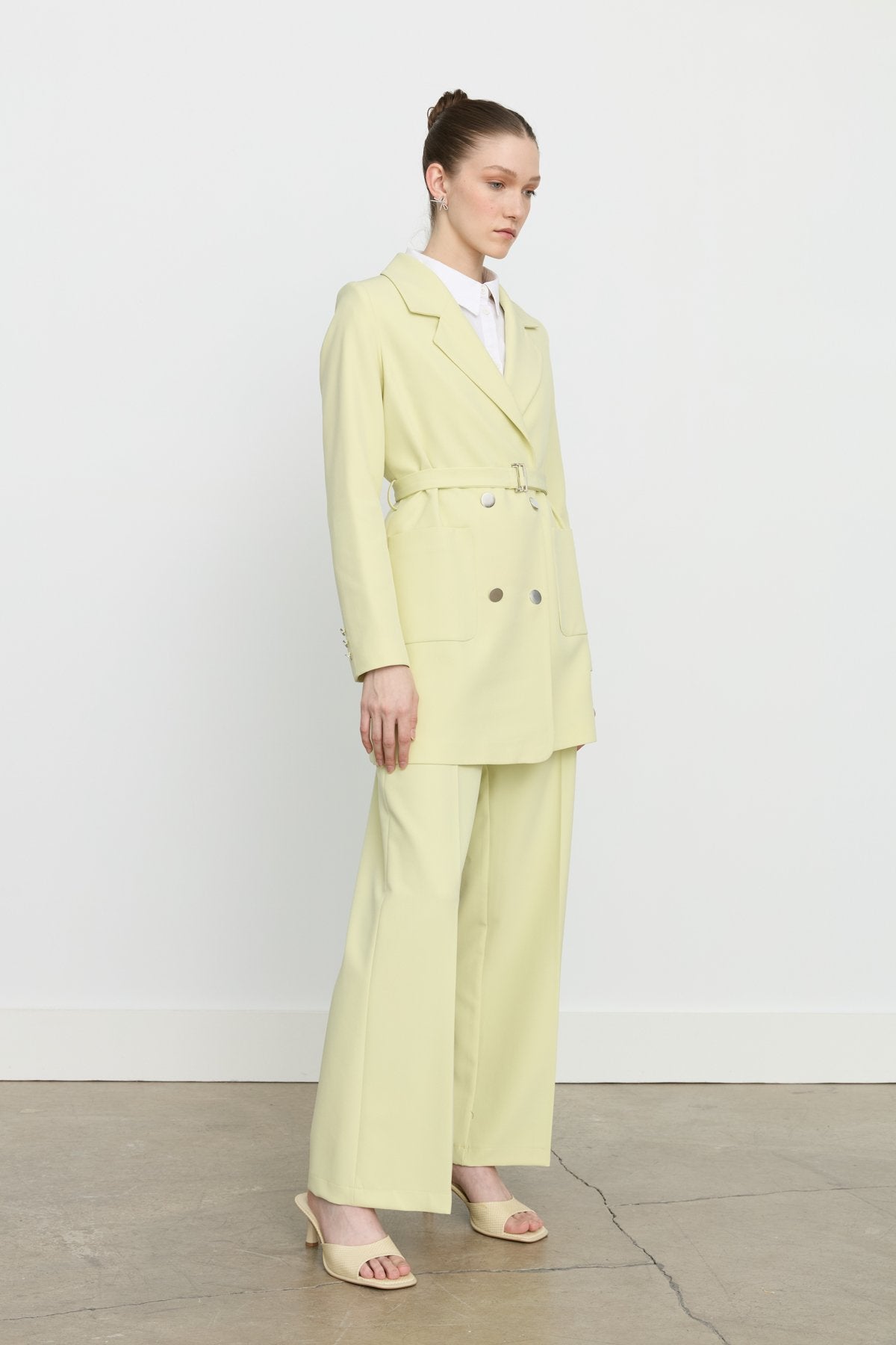 Belted Blazer Jacket - Pistachio Green
