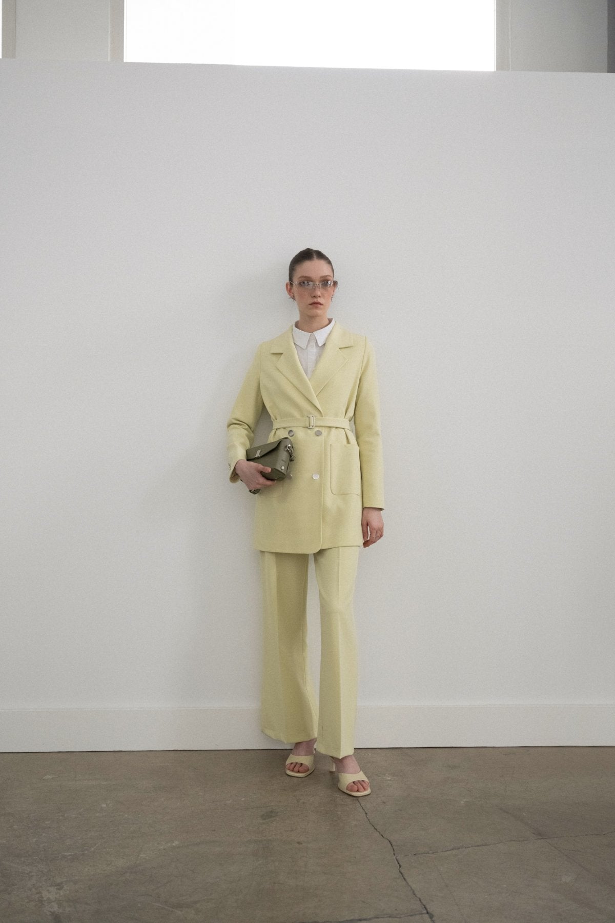 Belted Blazer Jacket - Pistachio Green