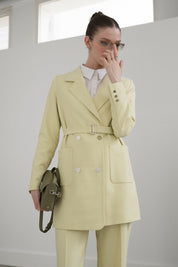 Belted Blazer Jacket - Pistachio Green