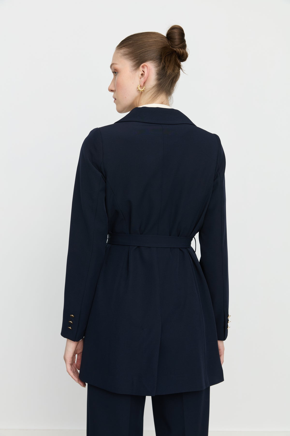 Beli Kuşaklı Blazer Ceket - Lacivert