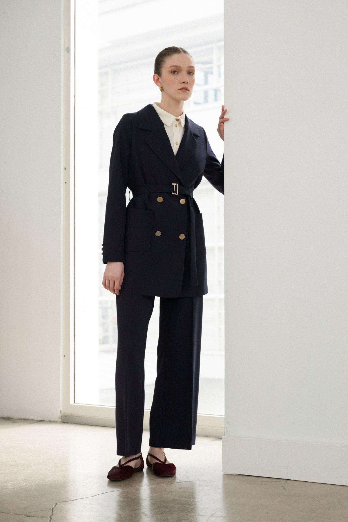 Beli Kuşaklı Blazer Ceket - Lacivert
