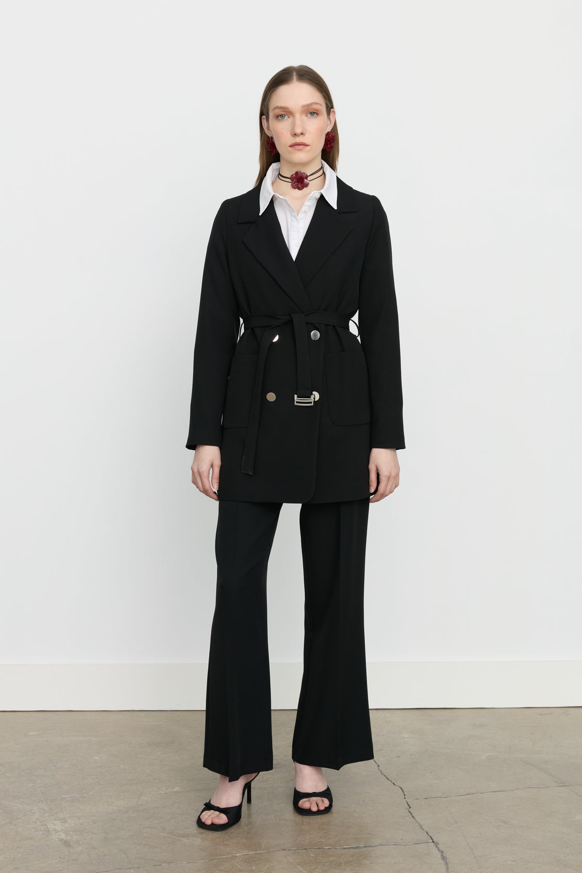 Beli Kuşaklı Blazer Ceket - Siyah