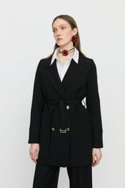 Beli Kuşaklı Blazer Ceket - Siyah