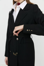 Beli Kuşaklı Blazer Ceket - Siyah