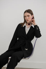 Beli Kuşaklı Blazer Ceket - Siyah