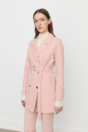 Beli Kuşaklı Blazer Ceket - Somon