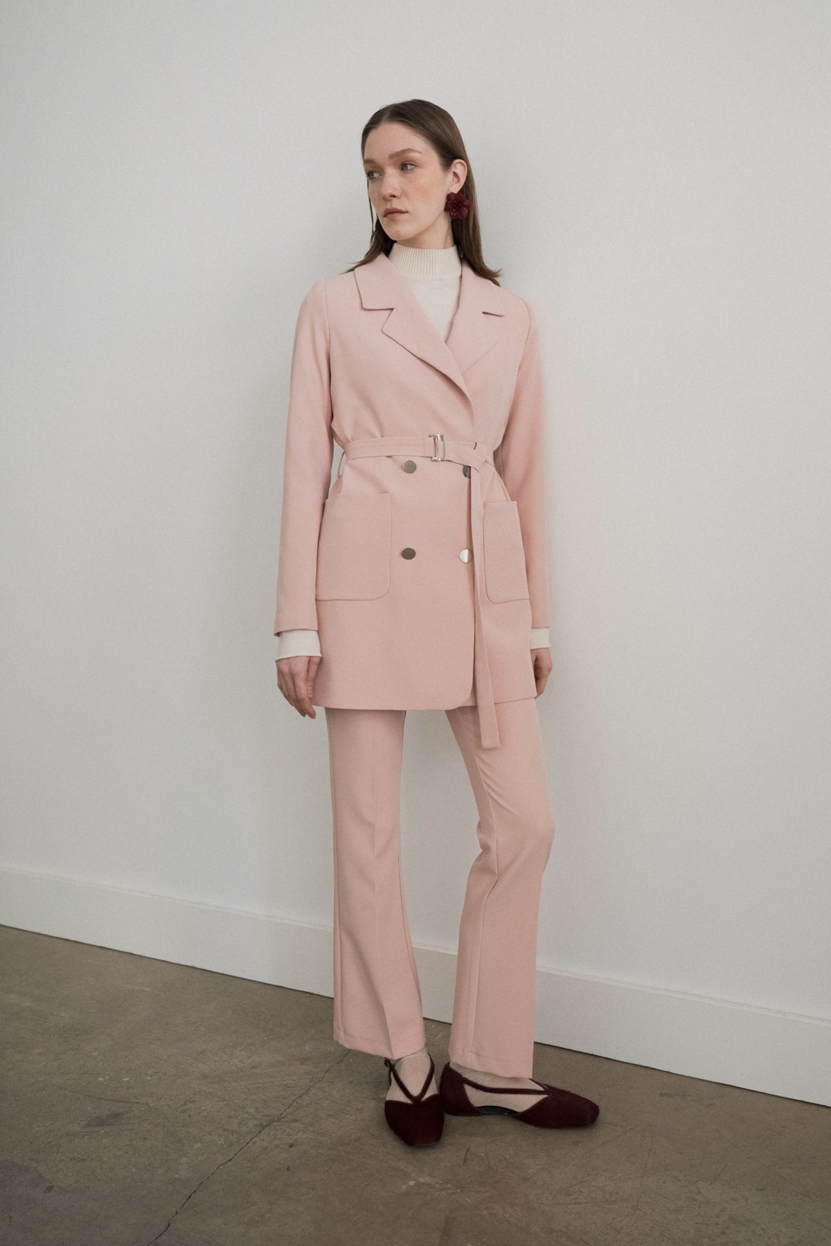 Beli Kuşaklı Blazer Ceket - Somon